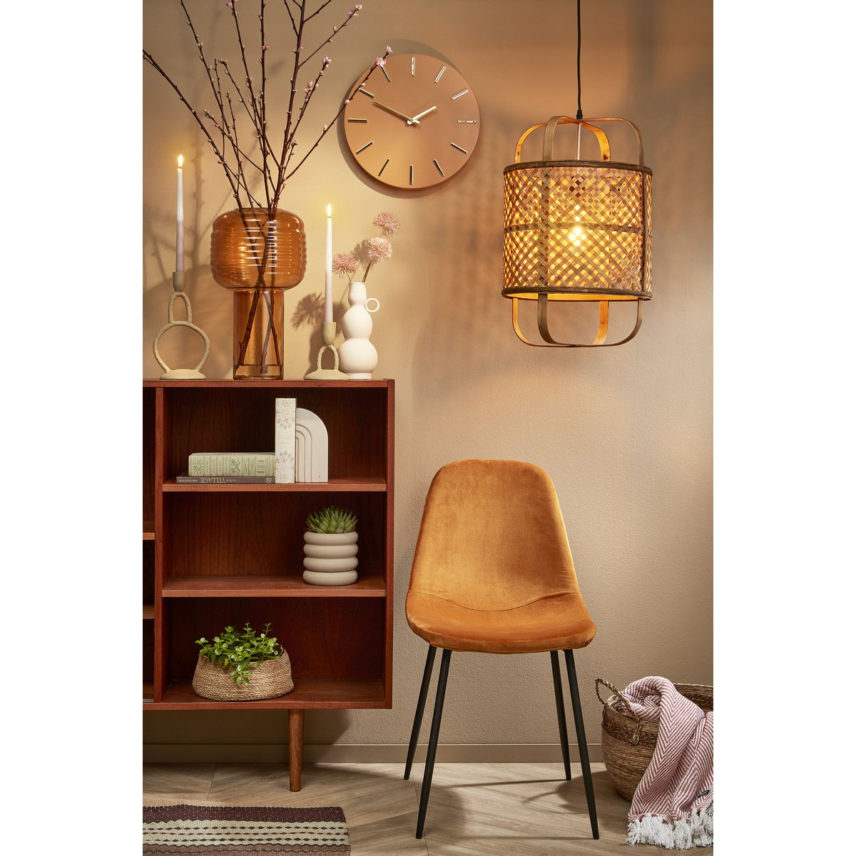 Brixen Wandklok - Ø36 cm - Lichtbruin