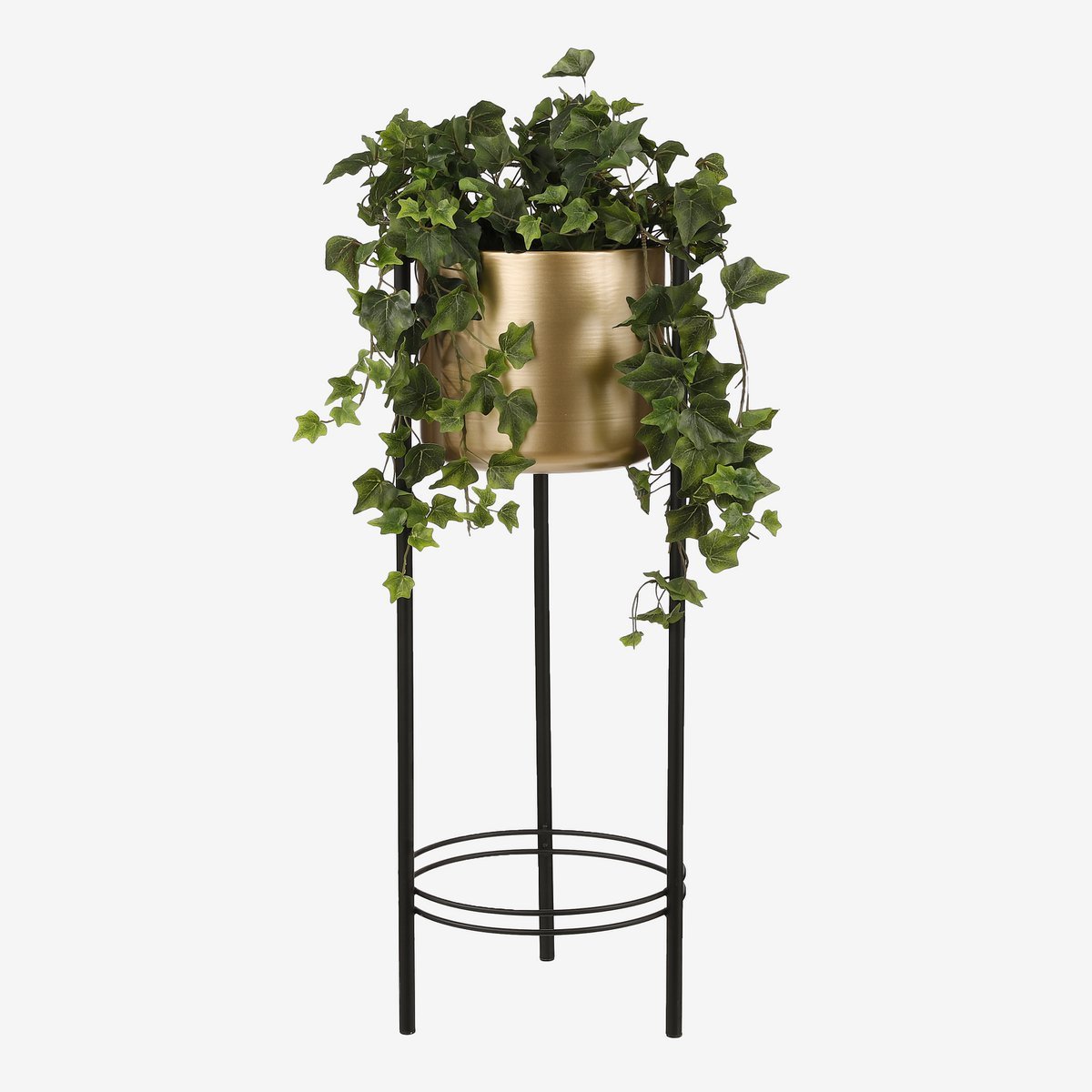 Sverre Bloempot op Standaard - H66 x Ø27 cm - Metaal - Goud, Zwart