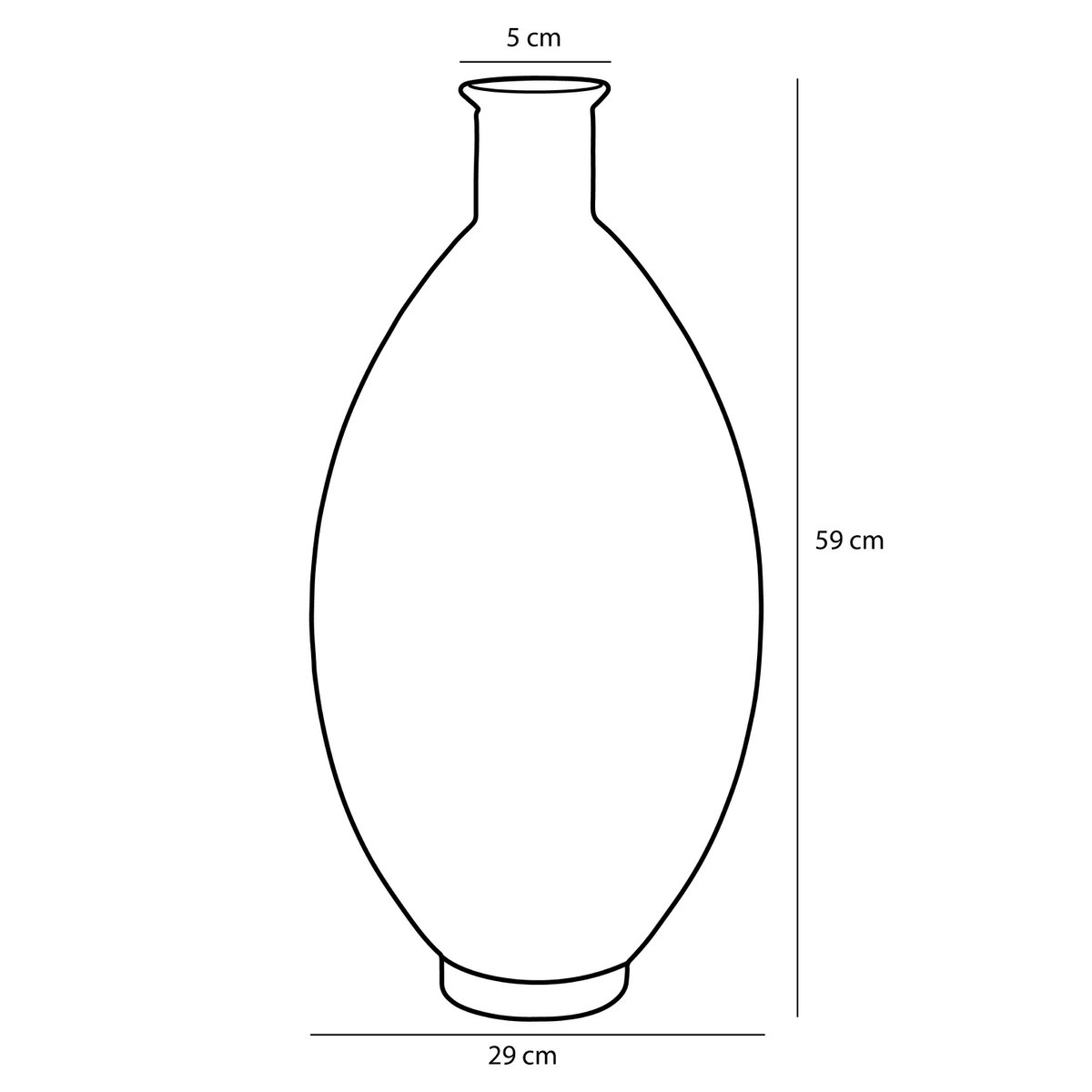 Firenza Fles Vaas - H59 x Ø29 cm - Gerecycled Glas - Oker