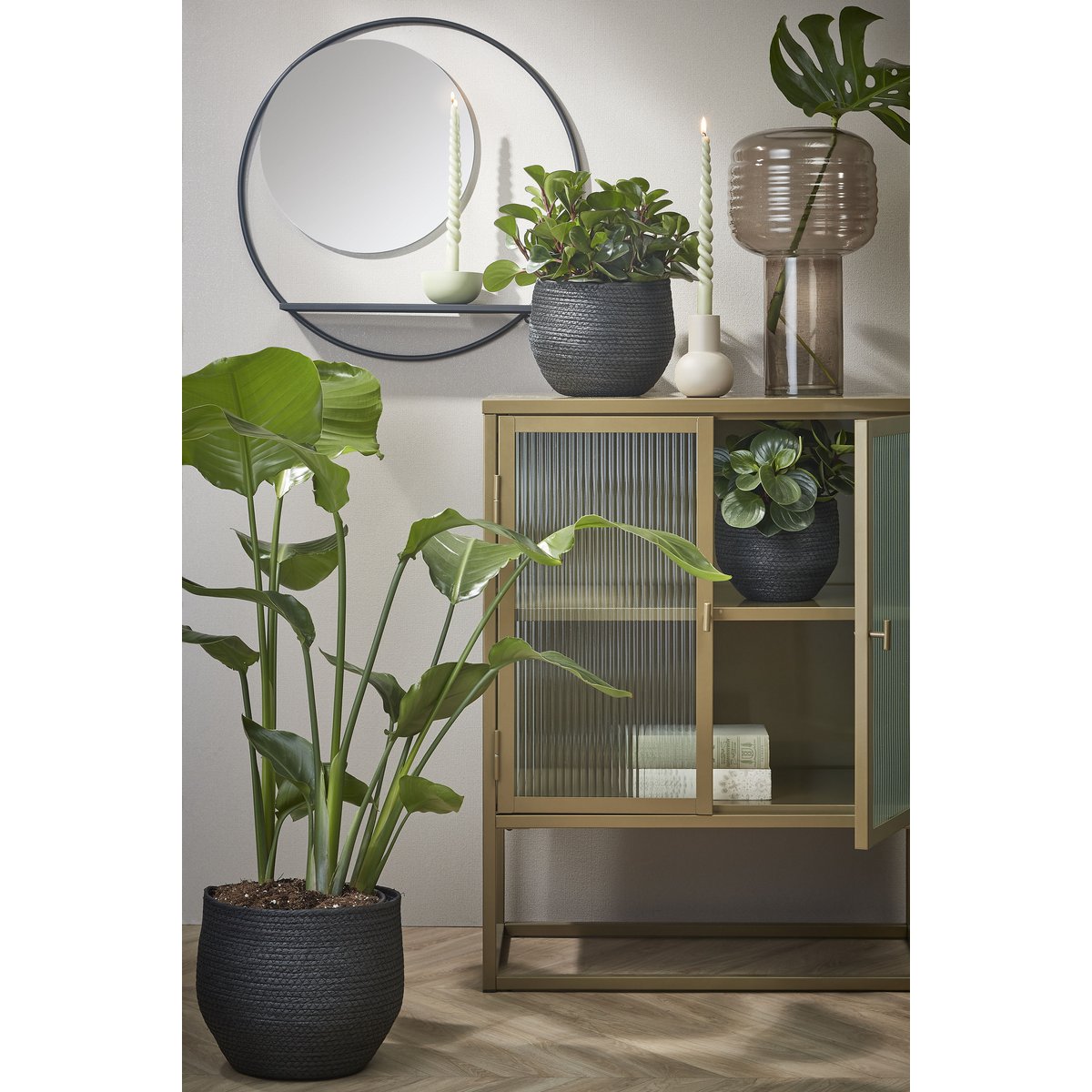 Phoenix Wandspiegel - B11 x Ø58 cm - Metaal - Zwart