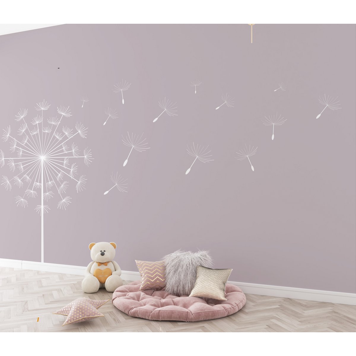 Behang kinderkamer Dandelion Lila Lavendel