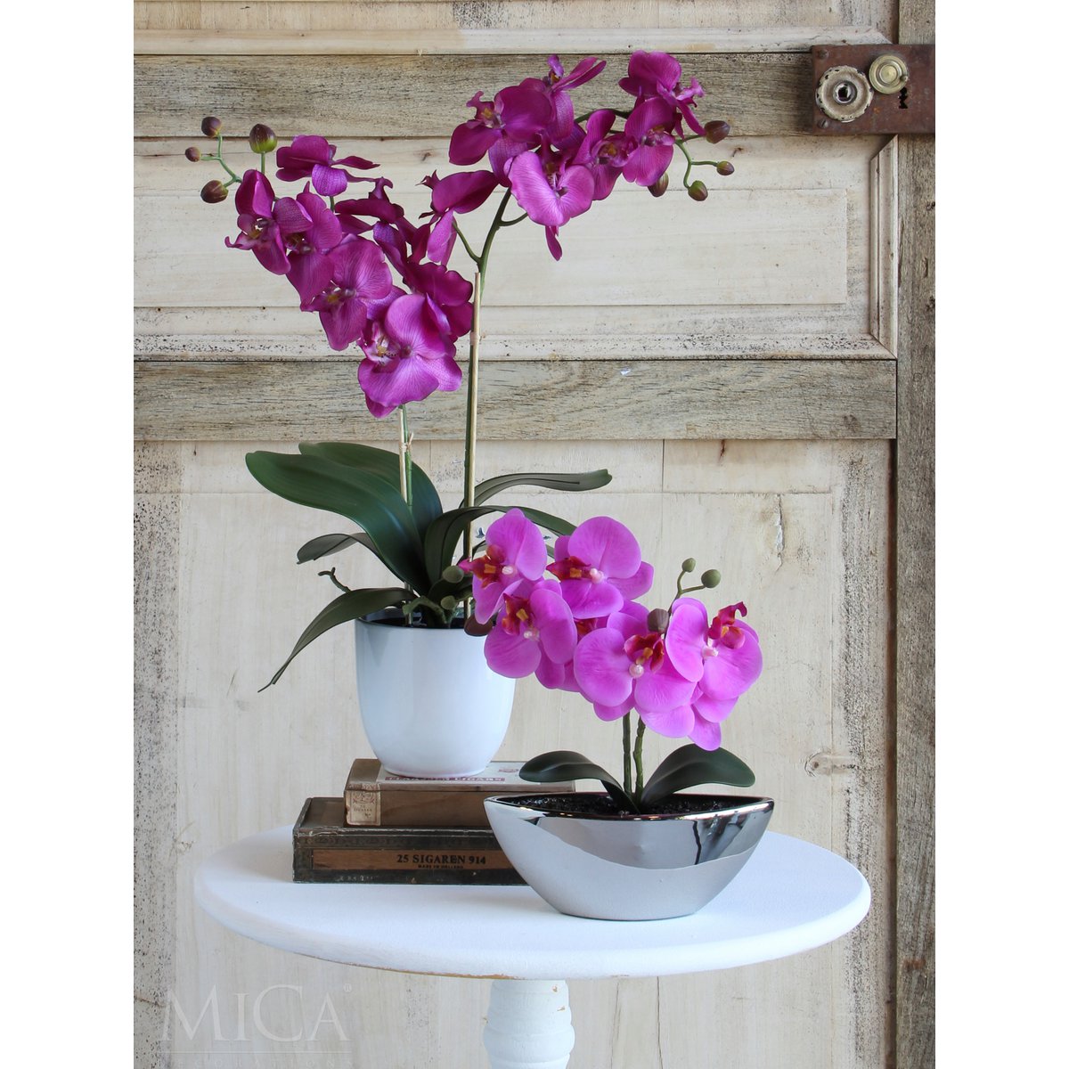 Phalaenopsis Kunstplant in Bloempot Tusca - H66 x Ø38 cm - Paars