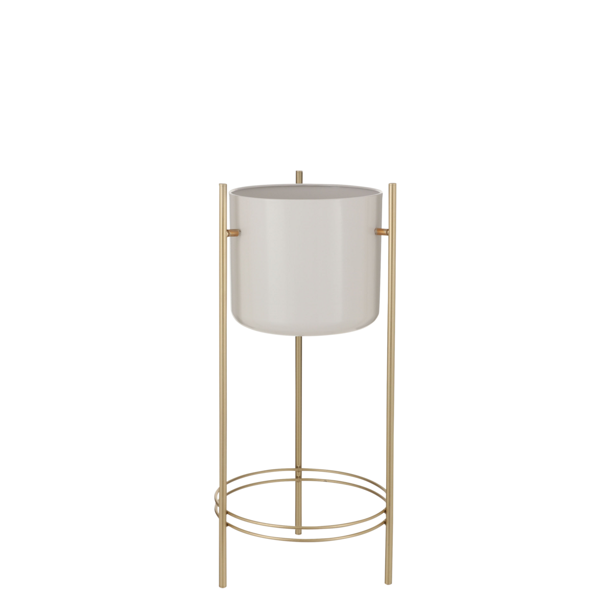 Sverre Bloempot op Standaard - H66 x Ø28 cm - Wit, Goud