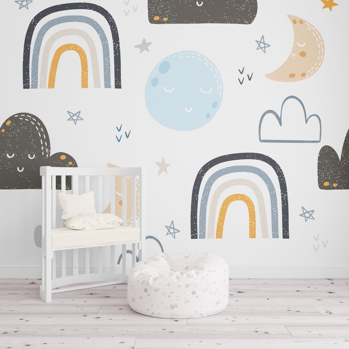 Behang kinderkamer | Rainbow Antracite