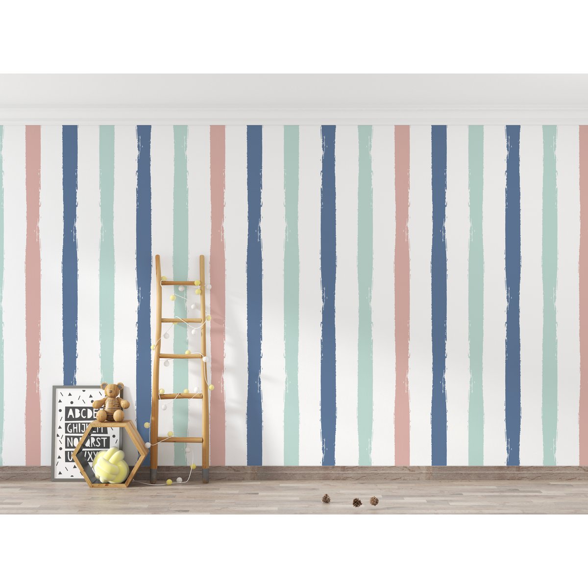 Behang kinderkamer Pastel Stripes Blue