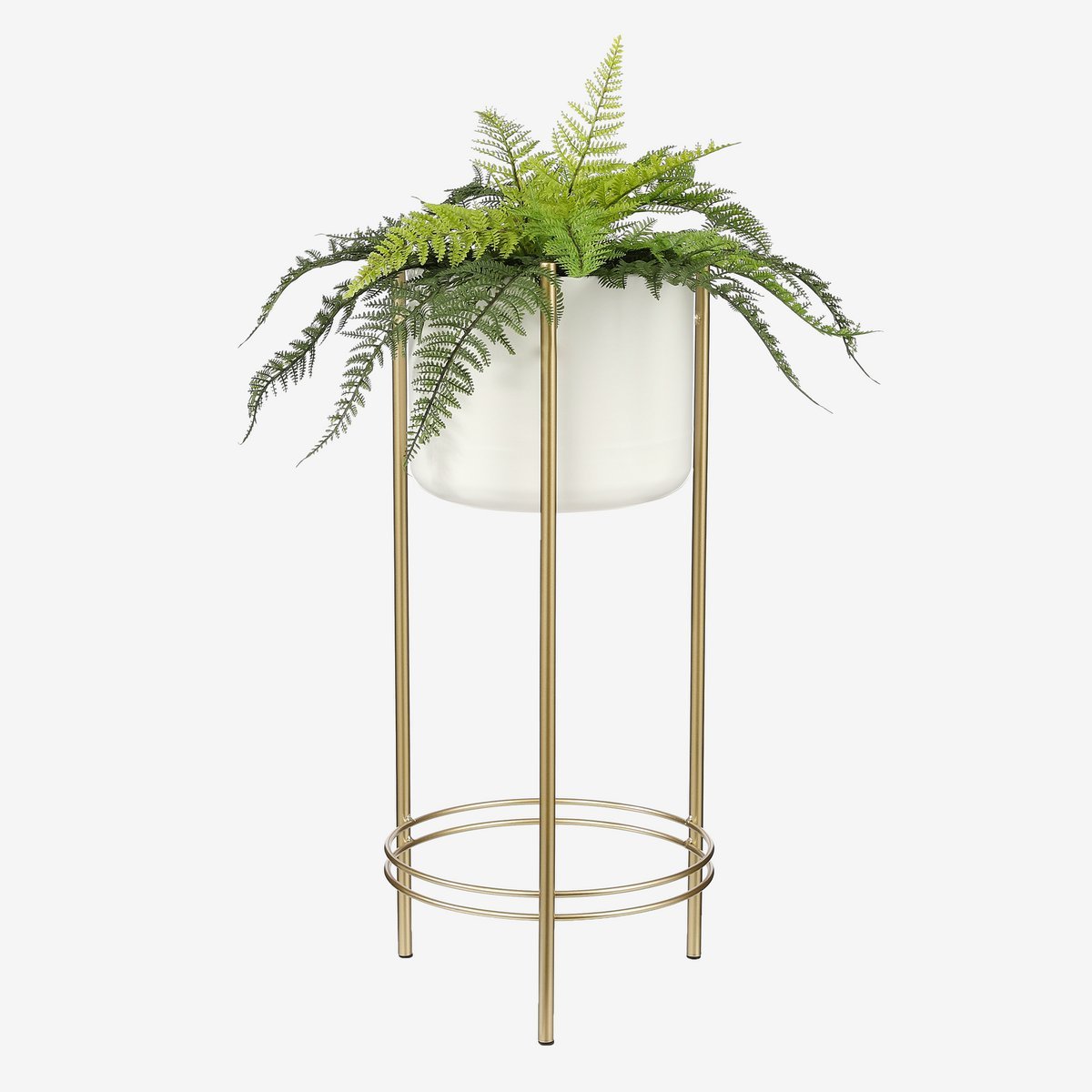 Sverre Bloempot op Standaard - H66 x Ø28 cm - Wit, Goud