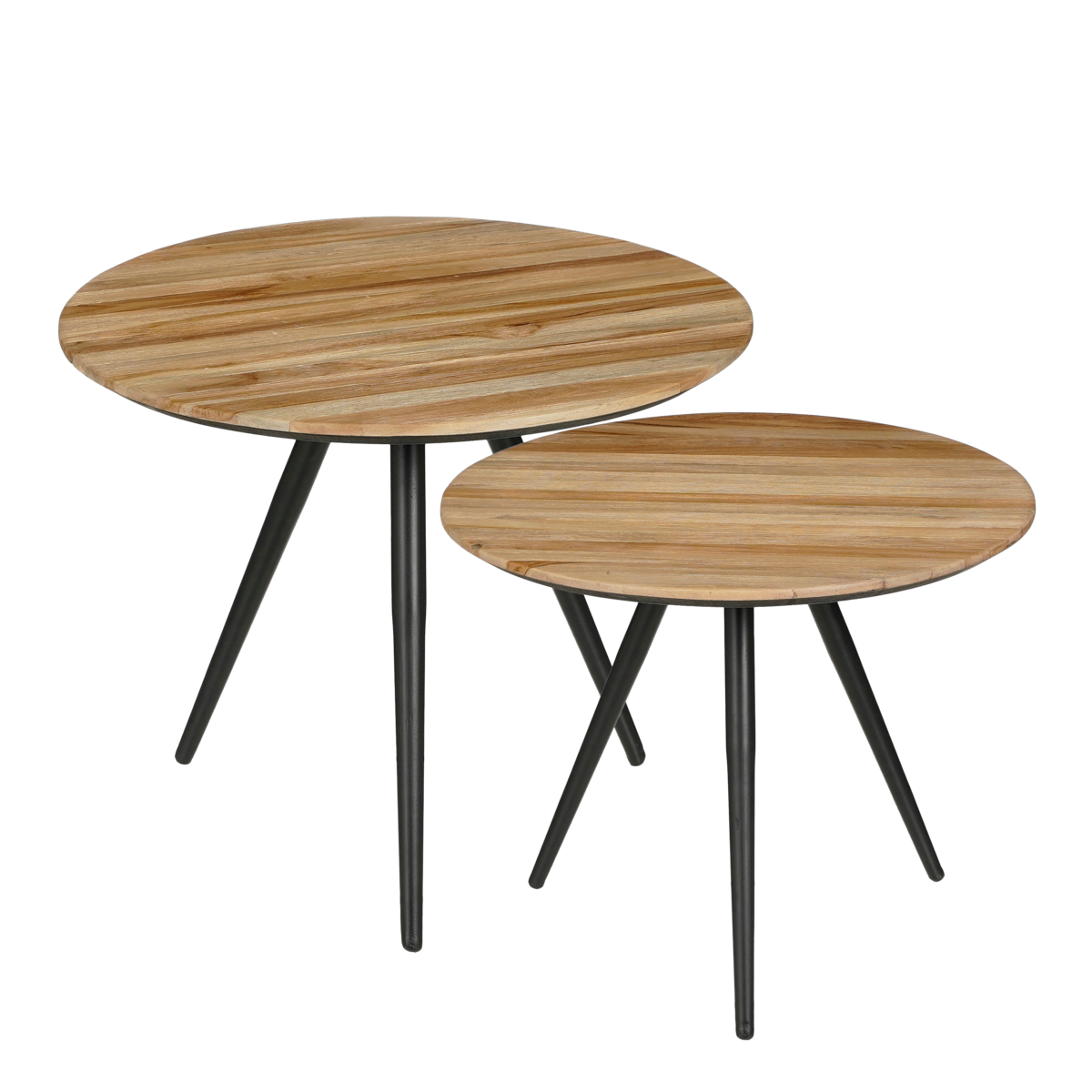 Jailey Bijzettafel - Set van 2 - H49 x Ø50 cm - Gerecycled Hout - Bruin