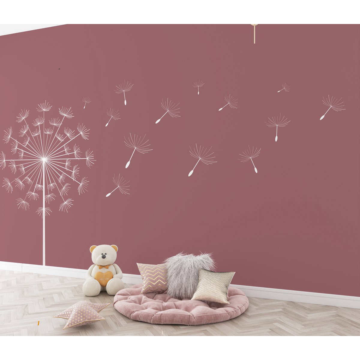 Behang kinderkamer Dandelion Oud Roze