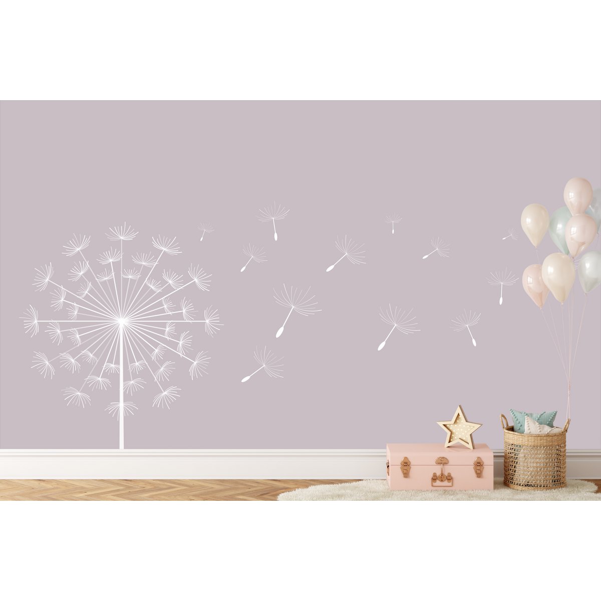 Behang kinderkamer Dandelion Lila Lavendel