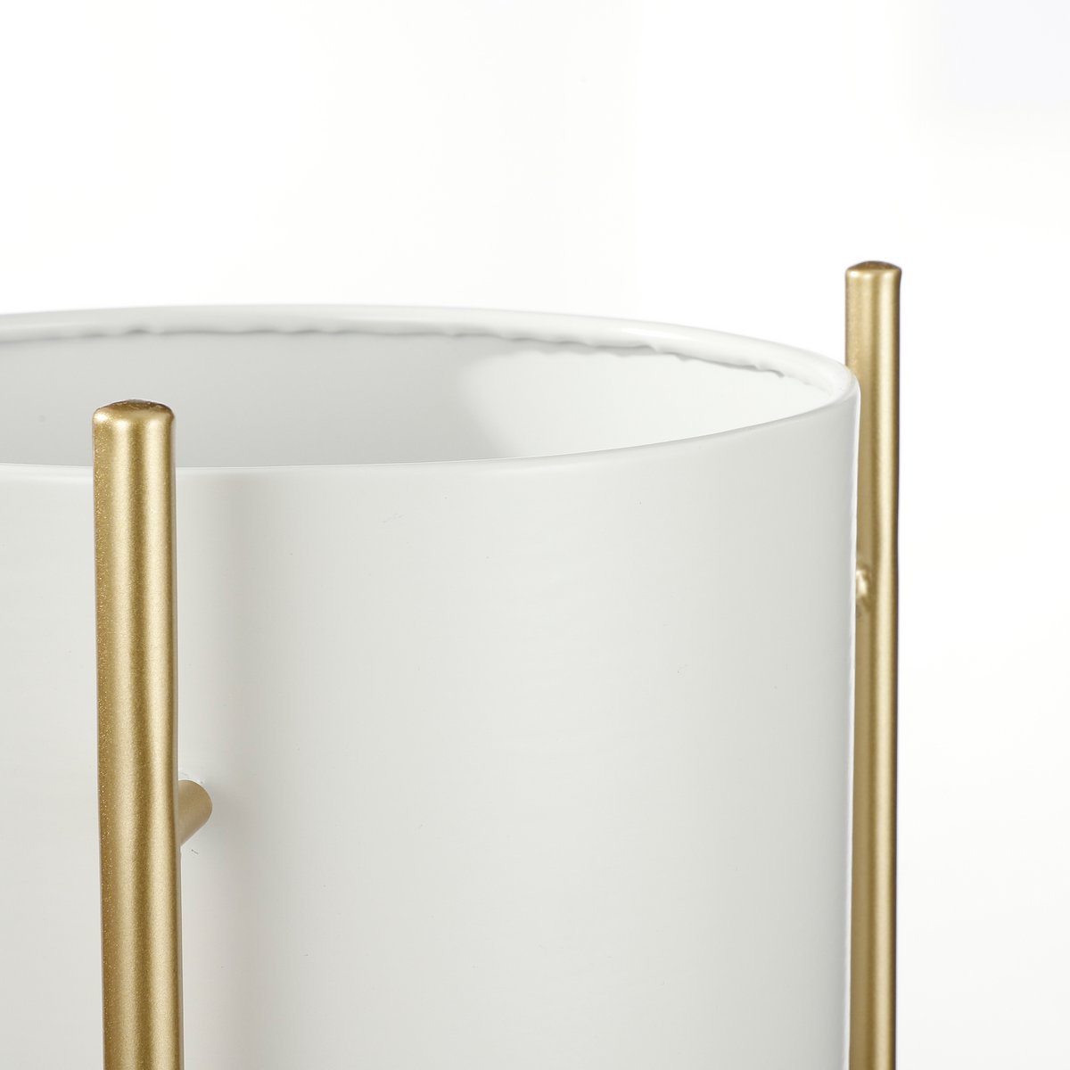 Sverre Bloempot op Standaard - H66 x Ø28 cm - Wit, Goud