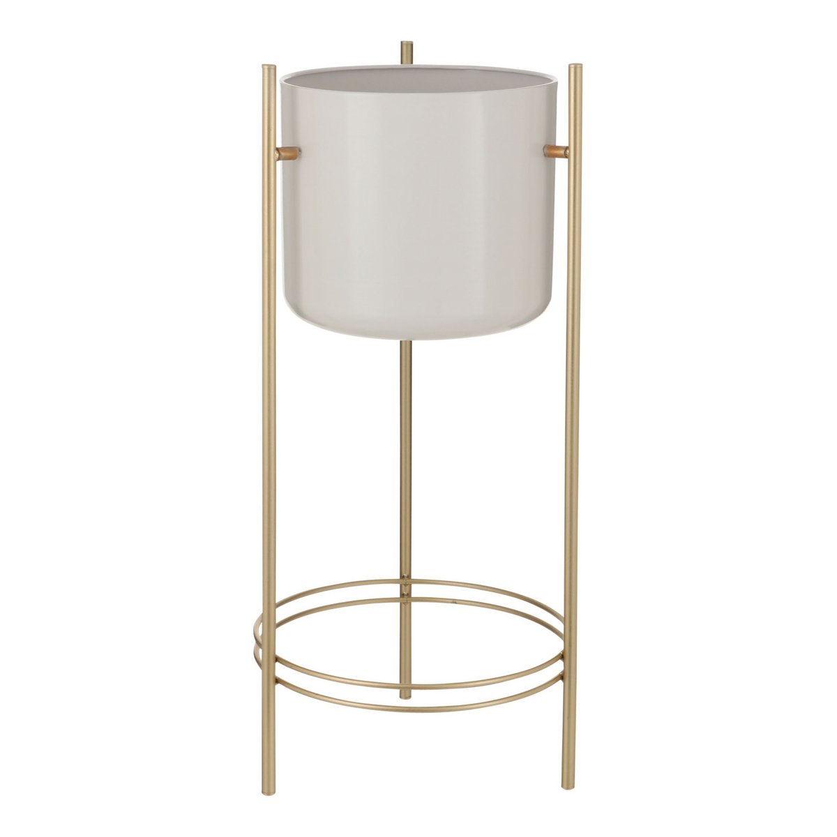 Sverre Bloempot op Standaard - H66 x Ø28 cm - Wit, Goud