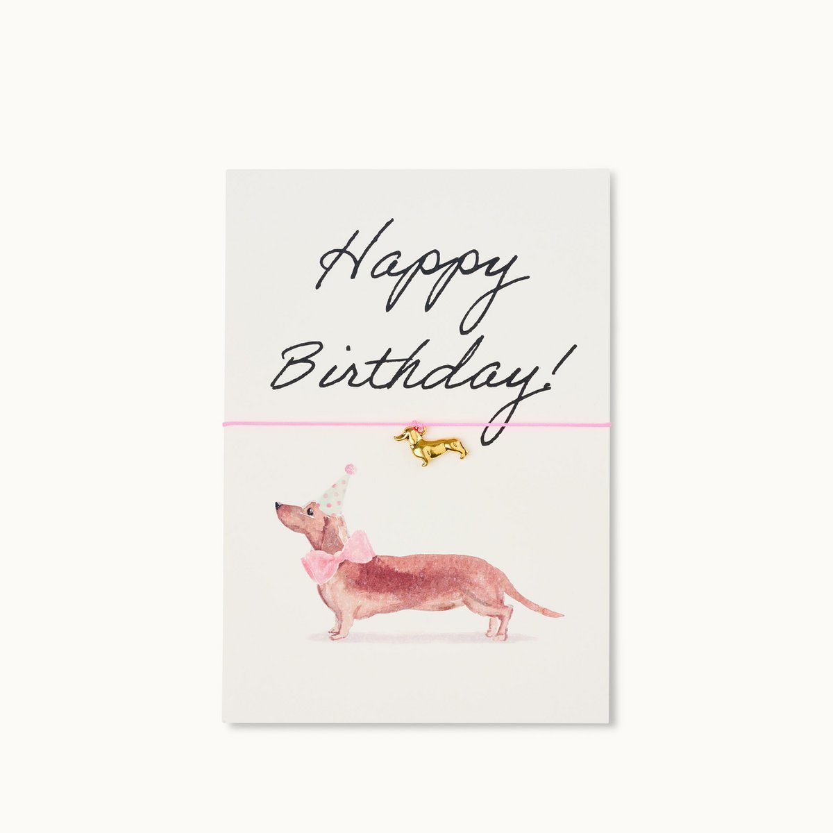 Bracelet card: Happy Birthday Dachshund rose