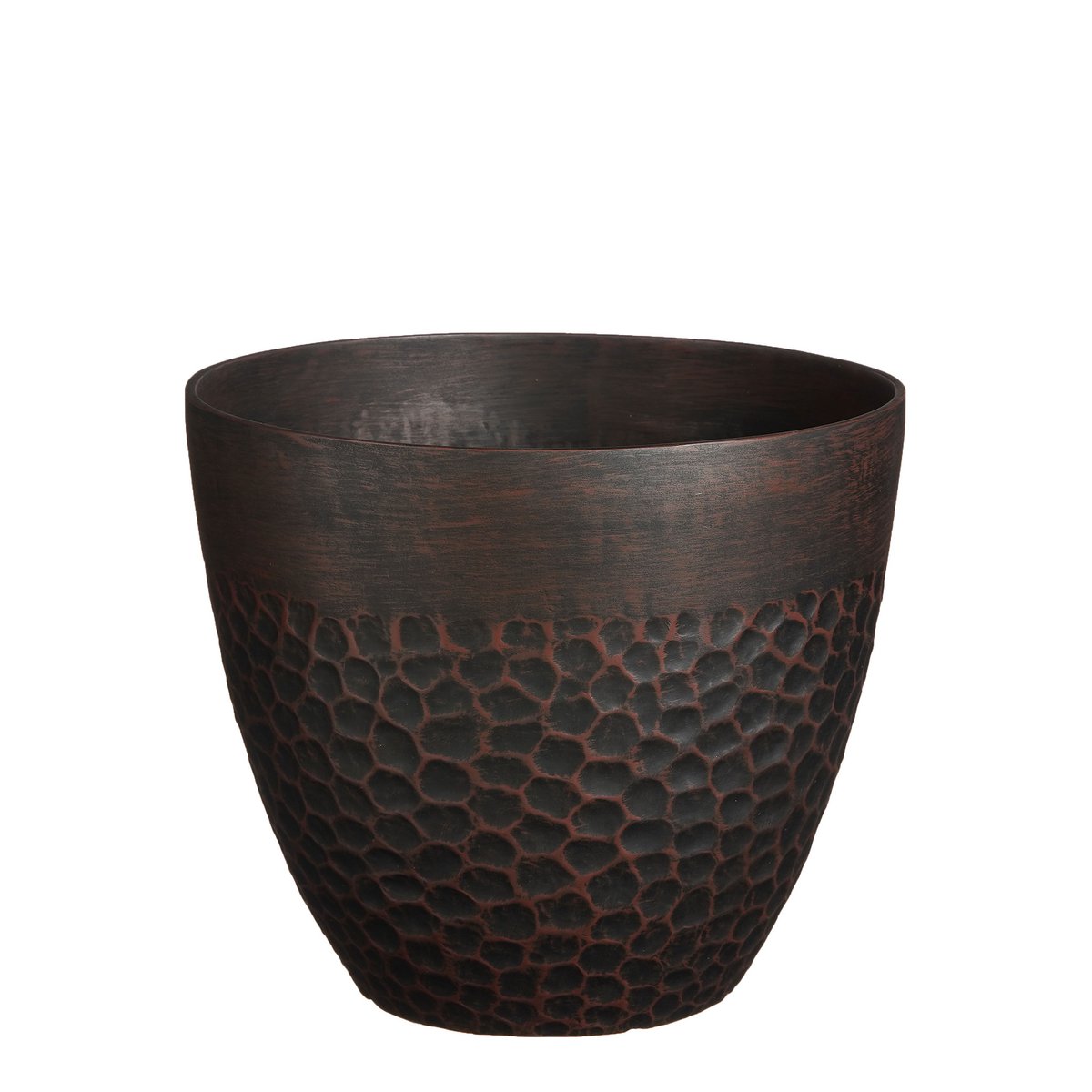 Bravo Bloempot voor Buiten - H32,5 x Ø38 cm - Bruin gehamerd