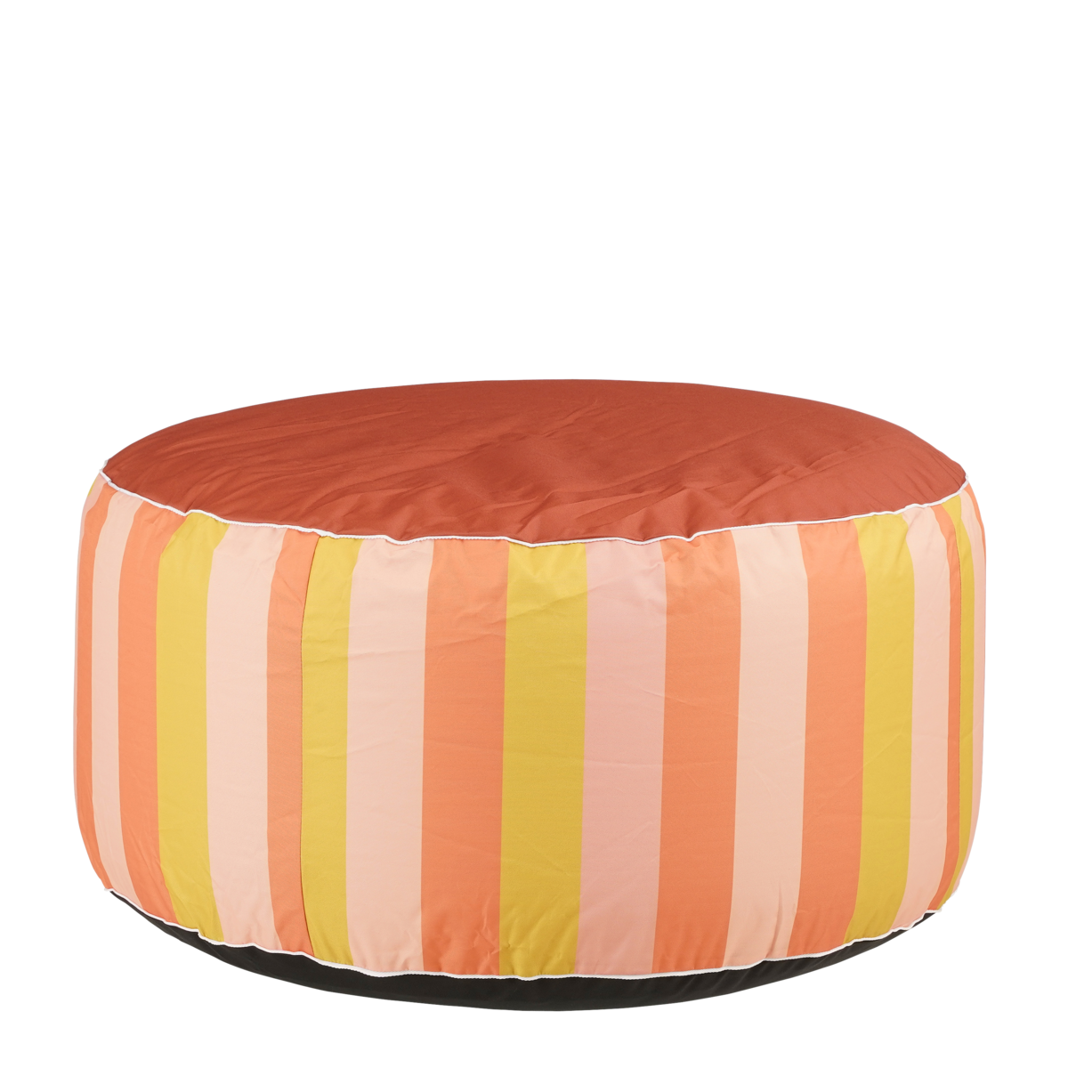 Novia Opblaasbare Poef Gestreept - H37 x Ø80 cm - Oranje