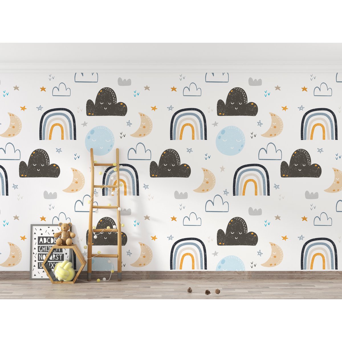 Behang kinderkamer | Rainbow Antracite