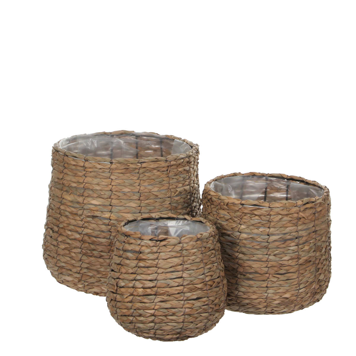 Avalon Plantenmand - Set van 3 - H31 x Ø30 cm - Zeegras - Lichtbruin