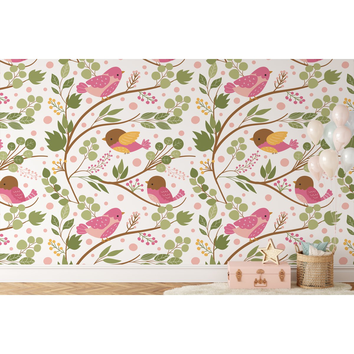 Behang kinderkamer | Birds - Multicolor