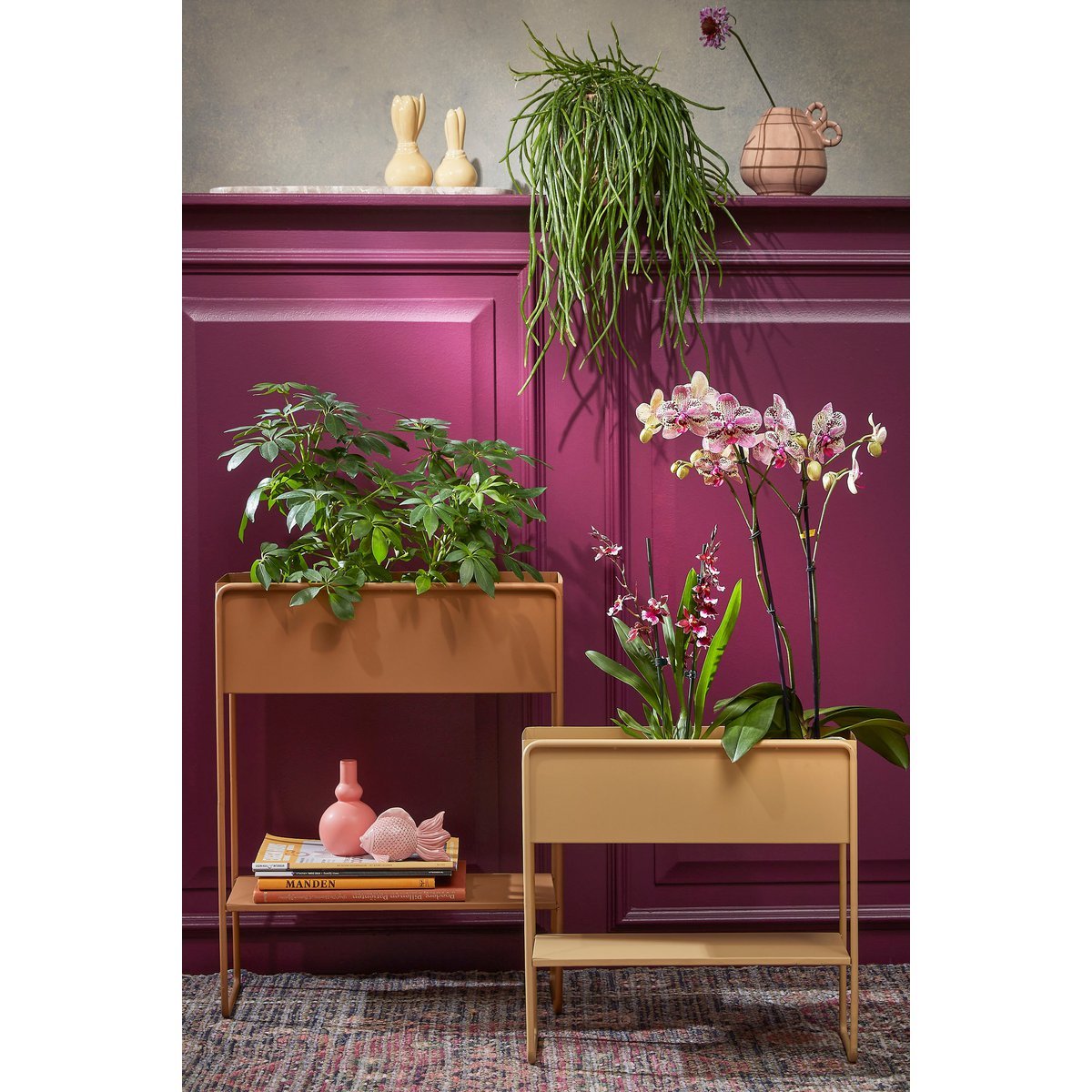 Cubica Staande Plantenbak - L45 x B18 x H44 cm - Metaal - Lichtbruin