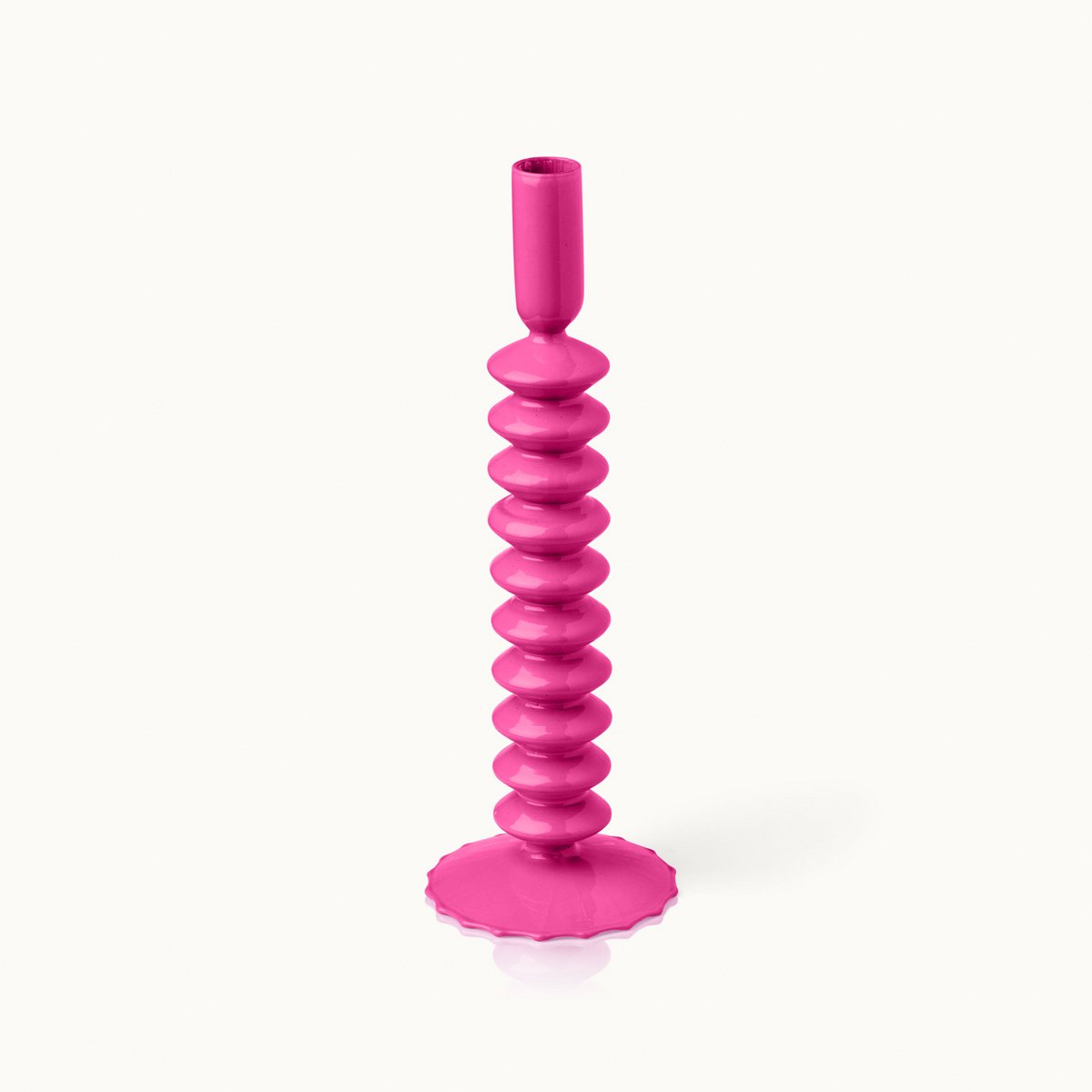Candlestick glass zigzag magenta
