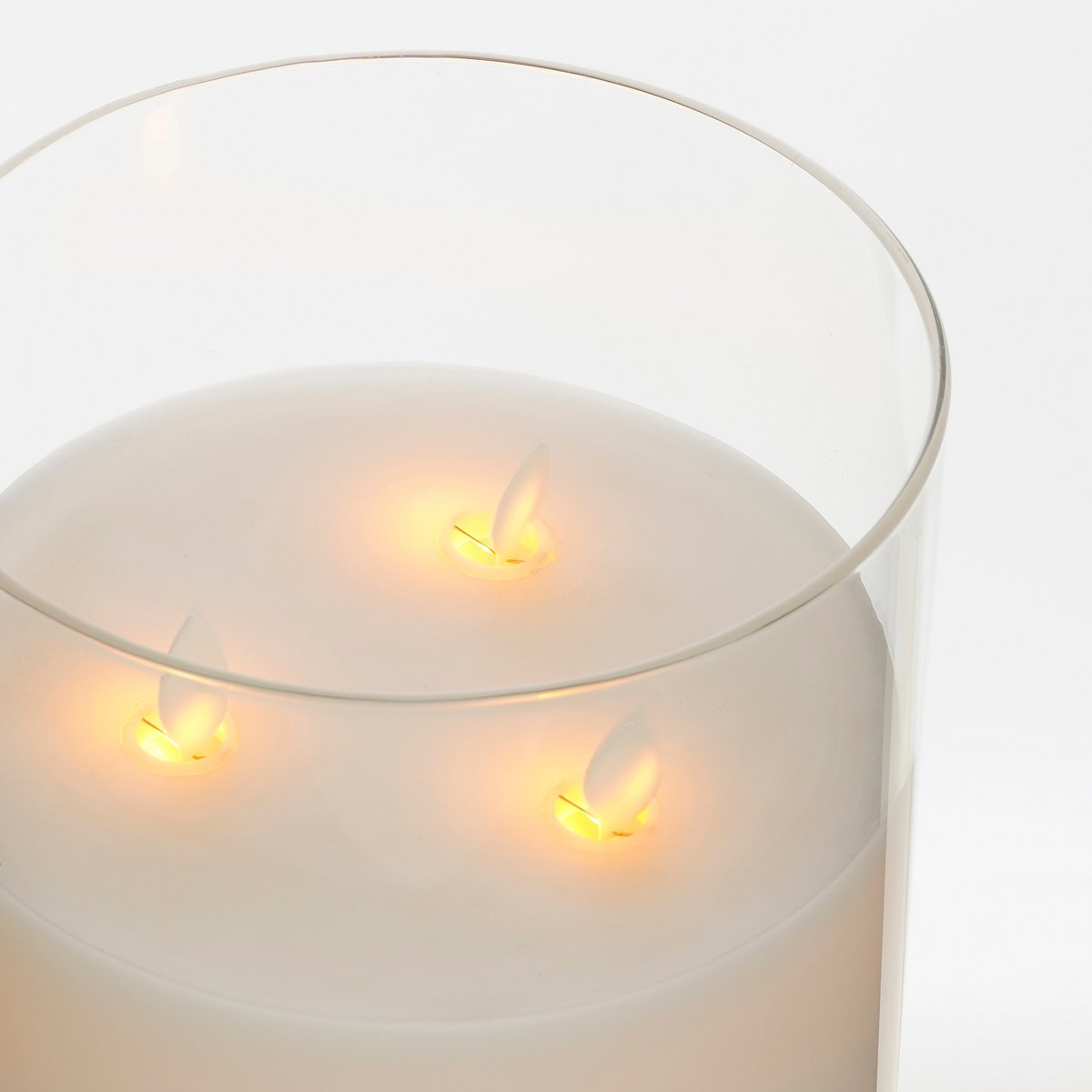 LED Kaars - H20 x Ø15 cm - Glas/Wax - Transparant