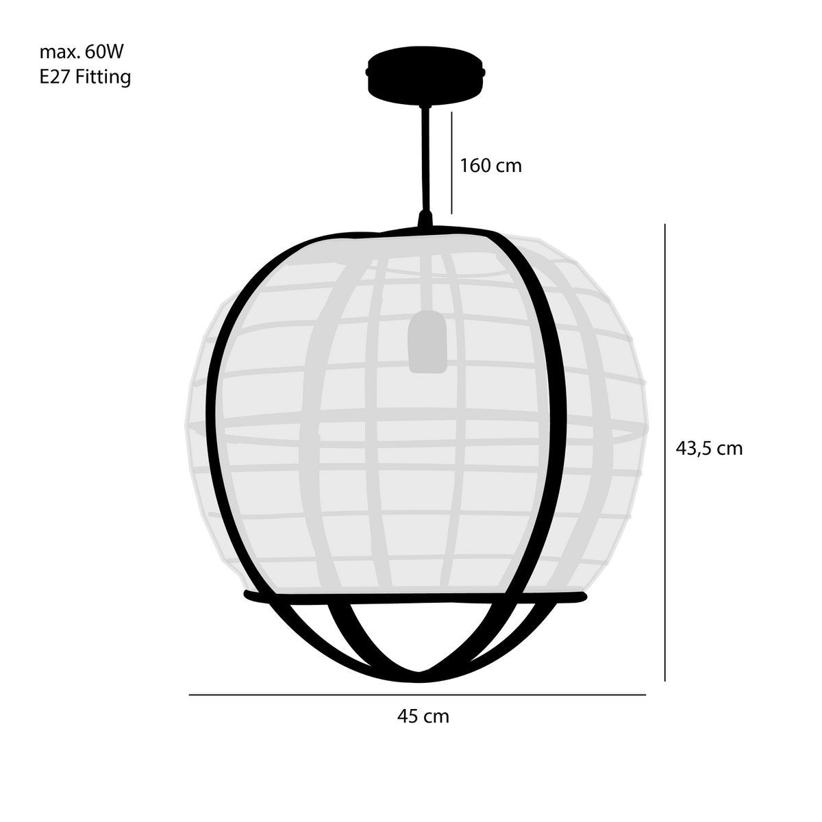 Pella Hanglamp - H44 x Ø45 cm - Linnen - Beige
