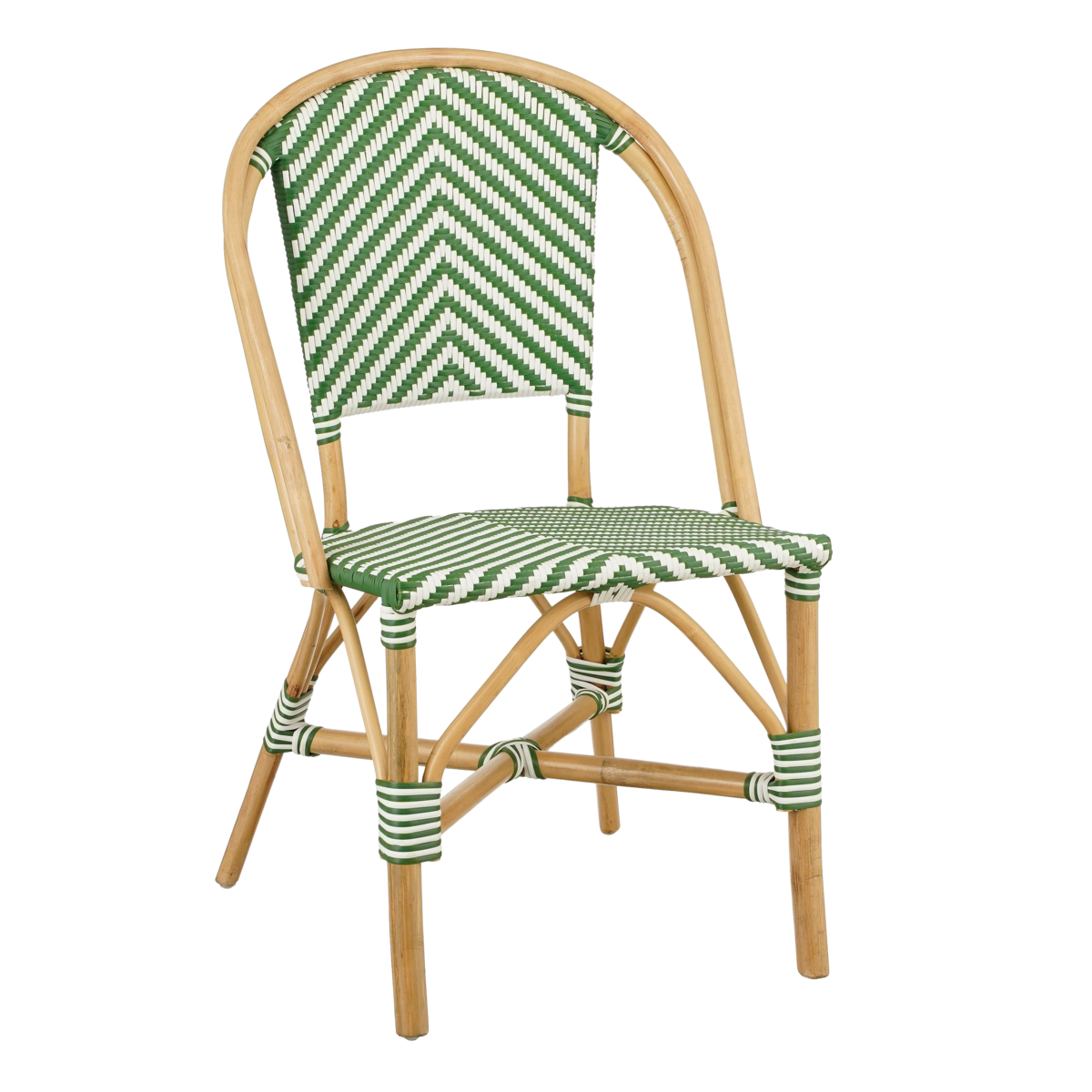 Mandox Bistrostoel - L51 x B57 x H90 cm - Rotan - Donkergroen, Wit