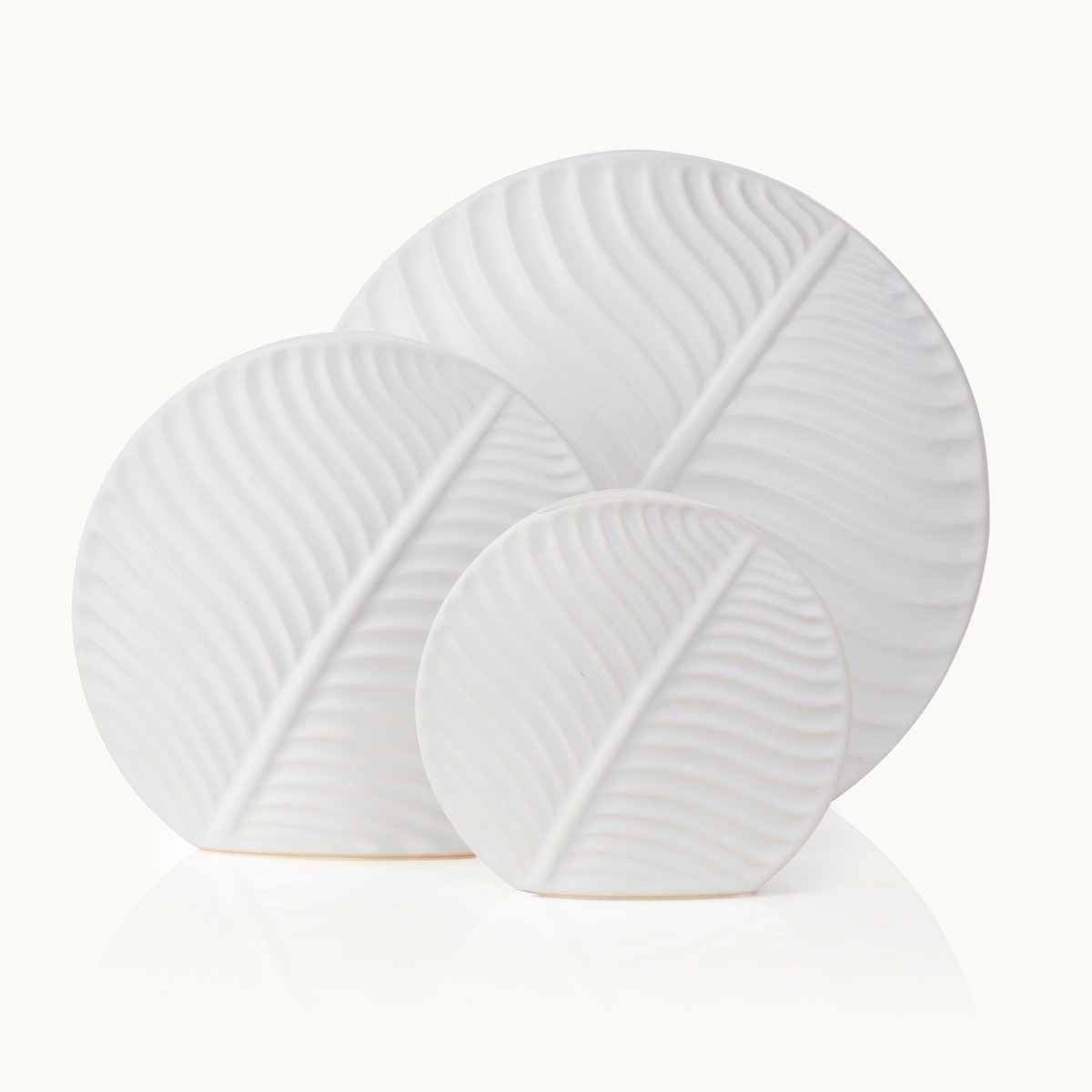 Vase Leaf White-S