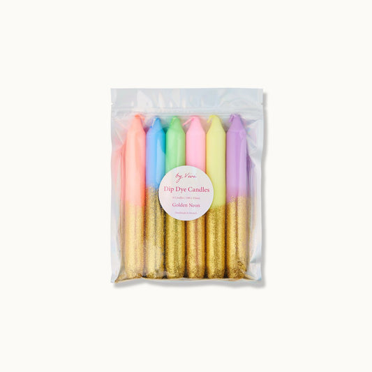 Dip Dye Candles Set: Glitter Golden Neon