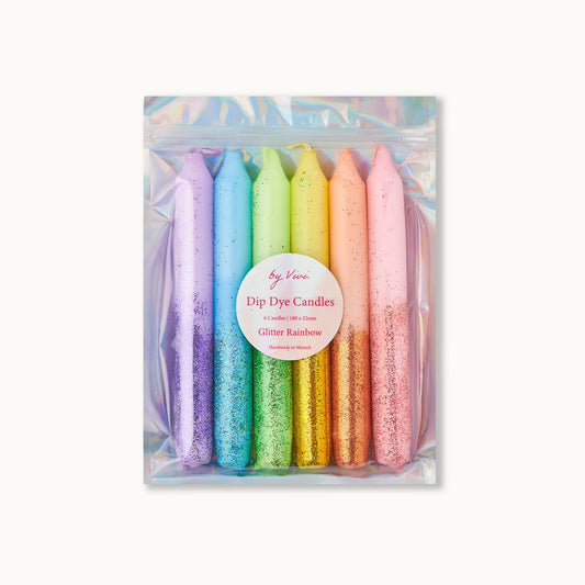 Dip Dye Candle Set: Glitter Rainbow Edition