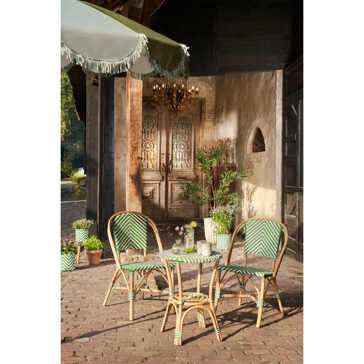 Mandox Bistrotafel voor Buiten - H66 x Ø50 cm - Donkergroen, Wit