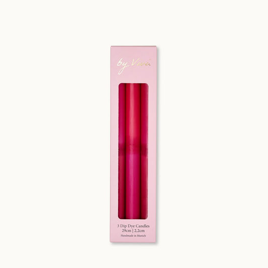 Dip Dye Candle Set: Tall Raspberry Edition