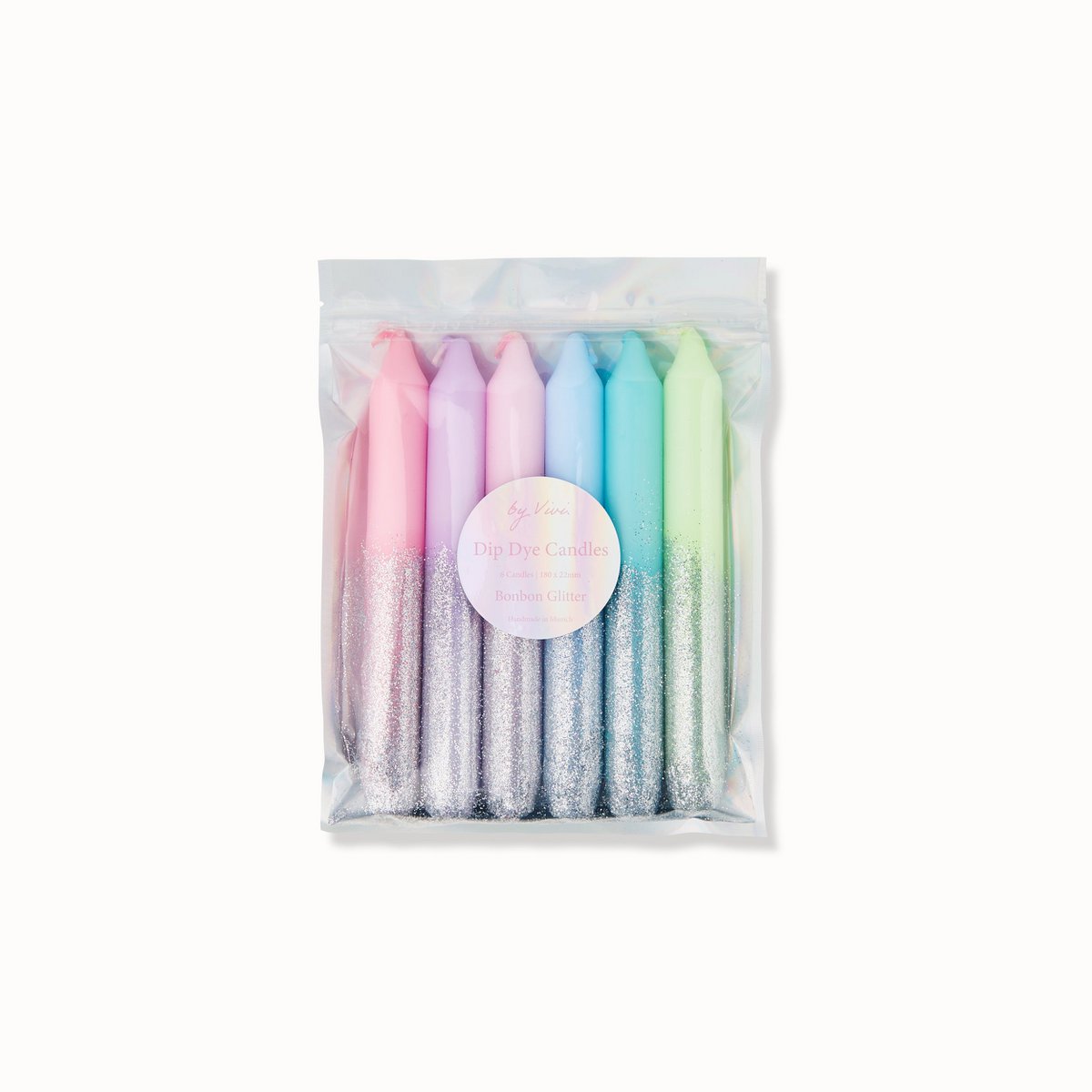 Dip Dye Candles Set: Candy Glitter