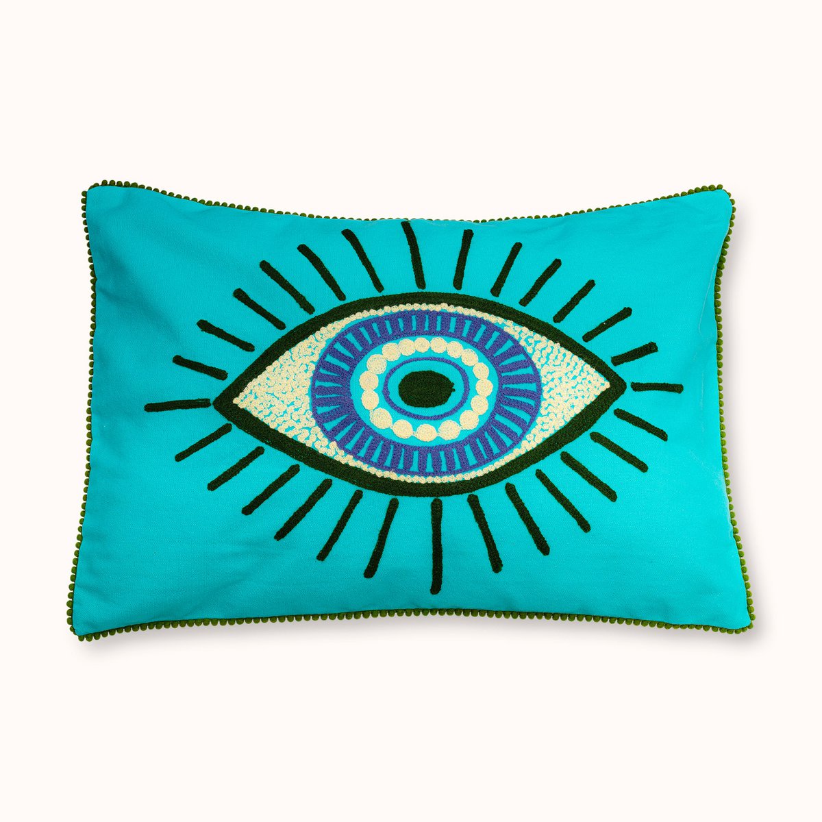 Turquoise Evil Eyes cushion cover