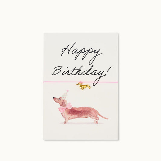 Bracelet card: Happy Birthday Dachshund rose