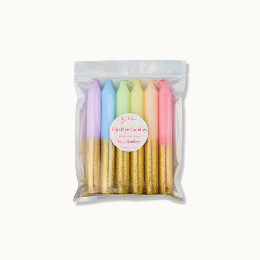 Dip Dye Candles Set: Glitter Gold Rainbow