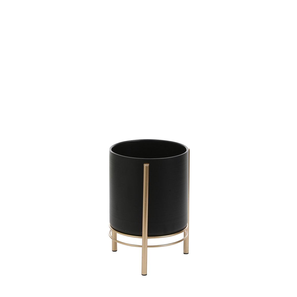 Sverre Bloempot op Standaard - H28 x Ø19 cm - Zwart, Goud