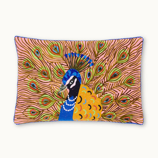 Peacock cushion cover