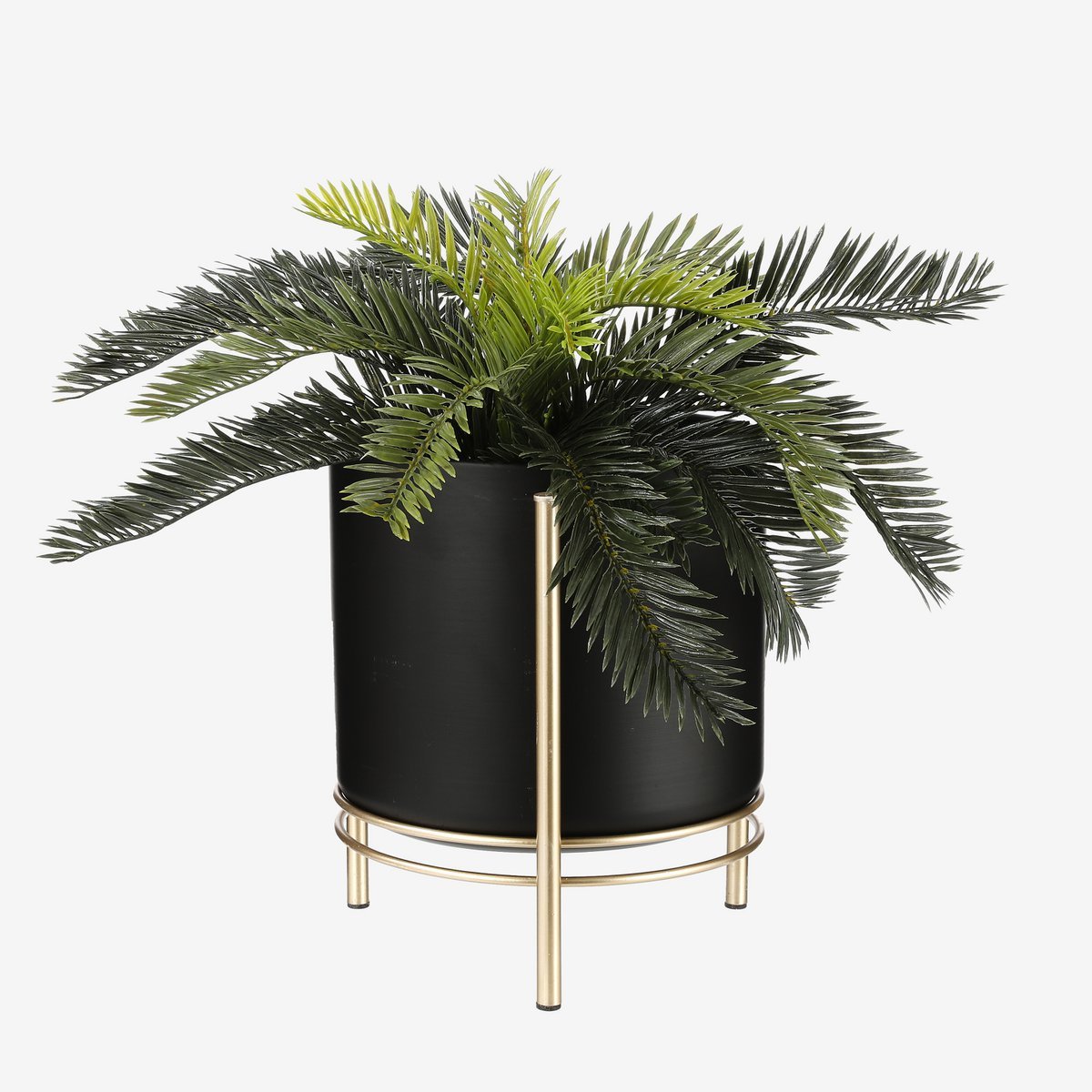 Sverre Bloempot op Standaard - H28 x Ø19 cm - Zwart, Goud