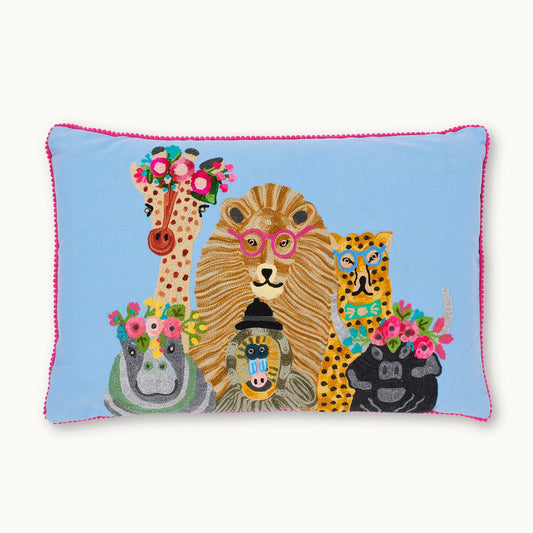 Cushion cover wild animals blue