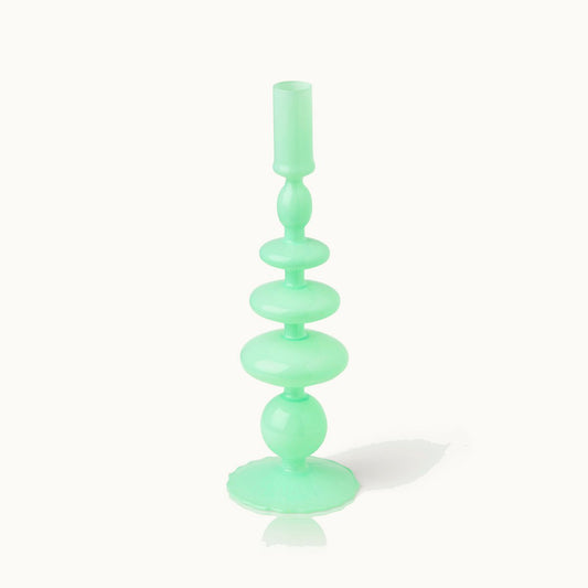 Candlestick Glass Bubble Seafoam Green