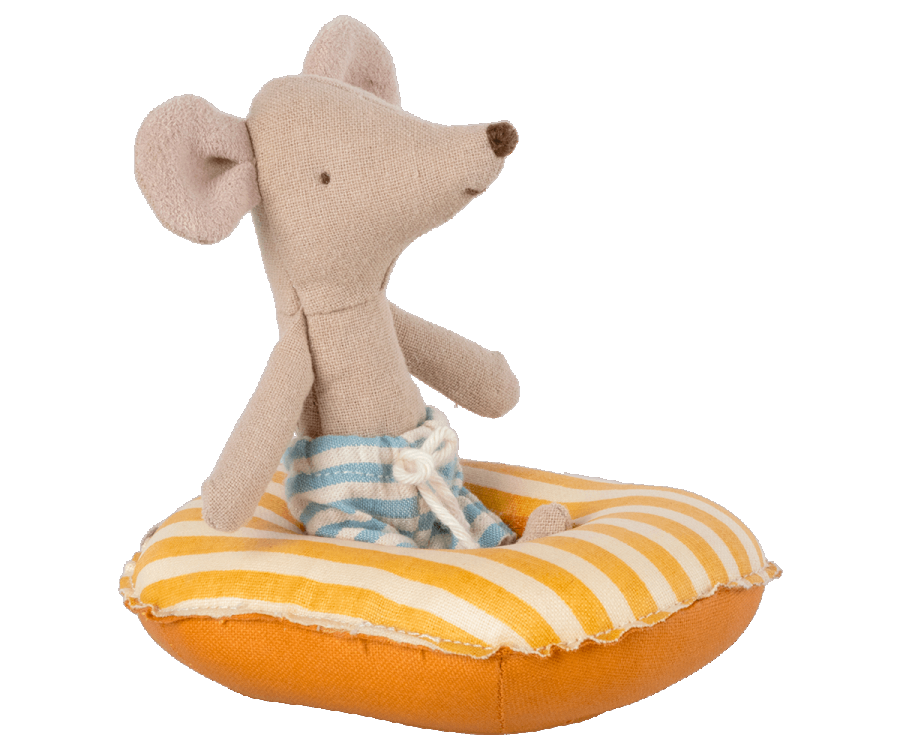 Maileg - Rubber boat, Small mouse - Yellow stripe