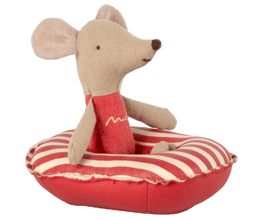 Maileg - Rubber boat, Small mouse - Red stripe
